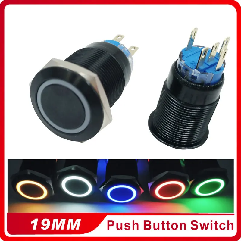 

Black 5 Pin 19mm 5V 12V 24V 220V Led Light Metal Push Button Momentary Switch Mayitr Durable Waterproof 1NO 1NC ON/OFF Switches