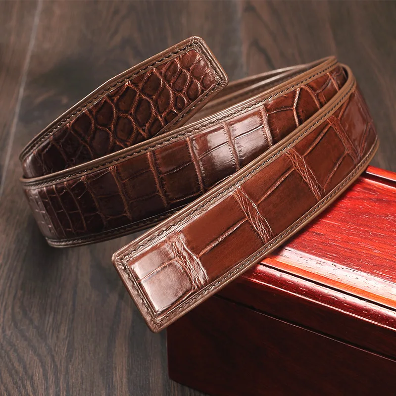 

2019 new 100% alligator leather belt, leather belt, men's belt without belt head free of freight