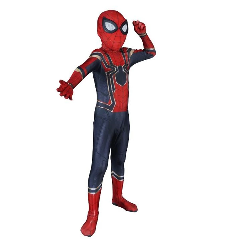 Kids Spiderman Unisex Halloween Zentai Cosplay Costume Spider Spandex Lycra Bodysuit Jumpsuits Iron Spiderman Children's Edition Kids Spiderman Unisex Halloween Zentai Cosplay Costume Spider Spandex Lycra Bodysuit Jumpsuits Iron Spiderman Children's Edition