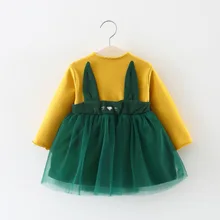 Модная одежда для маленьких девочек осеннее платье для малышей хлопковое детское платье с длинными рукавами платье-пачка принцессы Одежда для девочек с кроликом