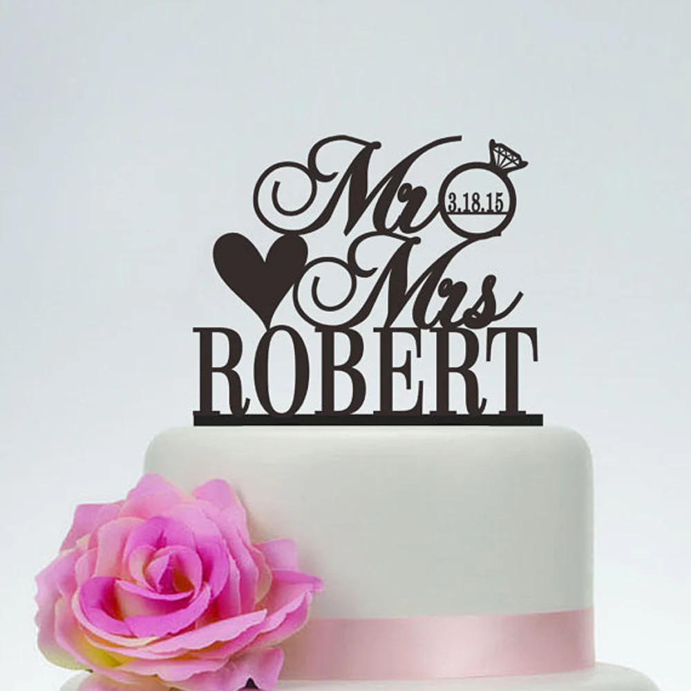 Heart love Wedding Cake Topper,Custom Mr and Mrs Acrylic golg Silver wooden Black Cake Topper,Unique Personalized Cake Topper.