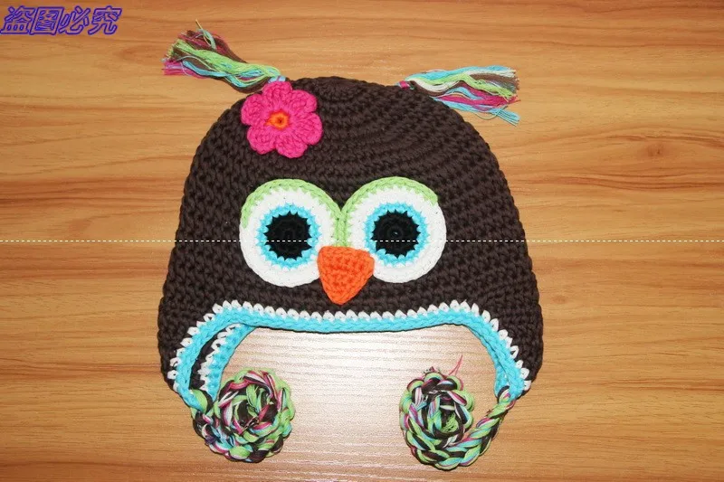free shipping lovely baby crochet earflaps hat 100 cotton handmade