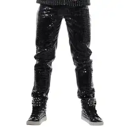 Этап личности мужчины блестки Штаны штаны-шаровары мужчин ноги брюки певица Танцы рок Модные мужские панталоны улица звезда стиля