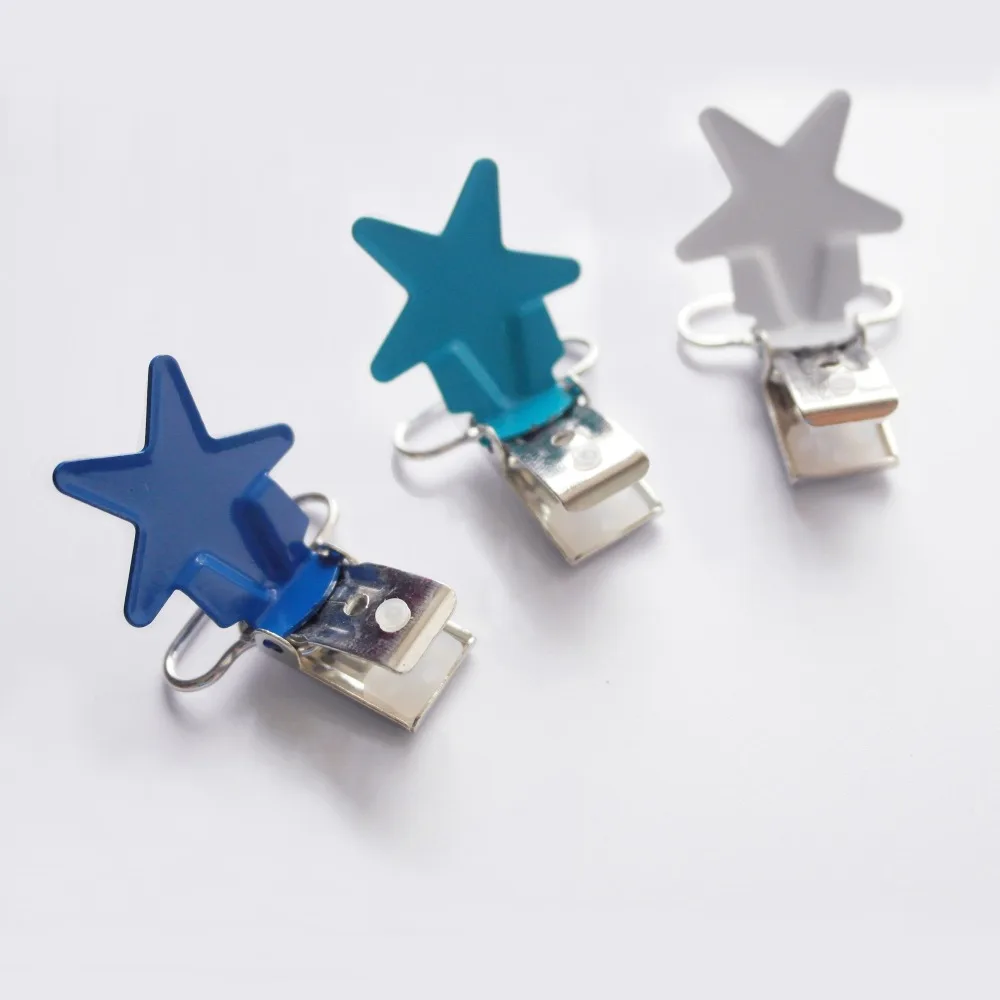Livre de Chumbo Pces 16 Cores Esmalte Estrela Forma Metal Bebê Chupeta Clipes Suportes - Suspender 80 1 25 25mm 10 Mamãe e Bebê