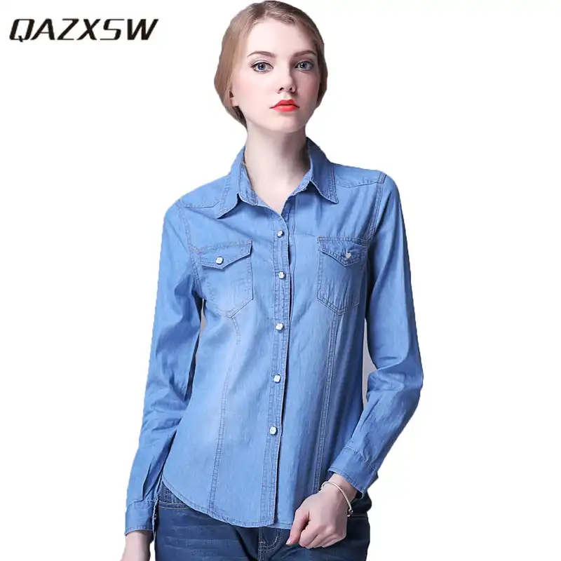 women's polo denim shirt