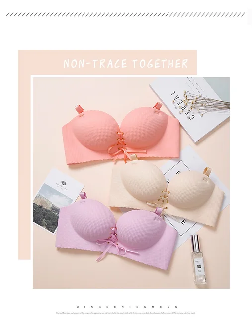 Women Sexy Push Up Bra Wireless Seamless Drawstring Invisible Bra  Hand-shape Pad Pull Rope Bandage Adjustable Bra Brassiere