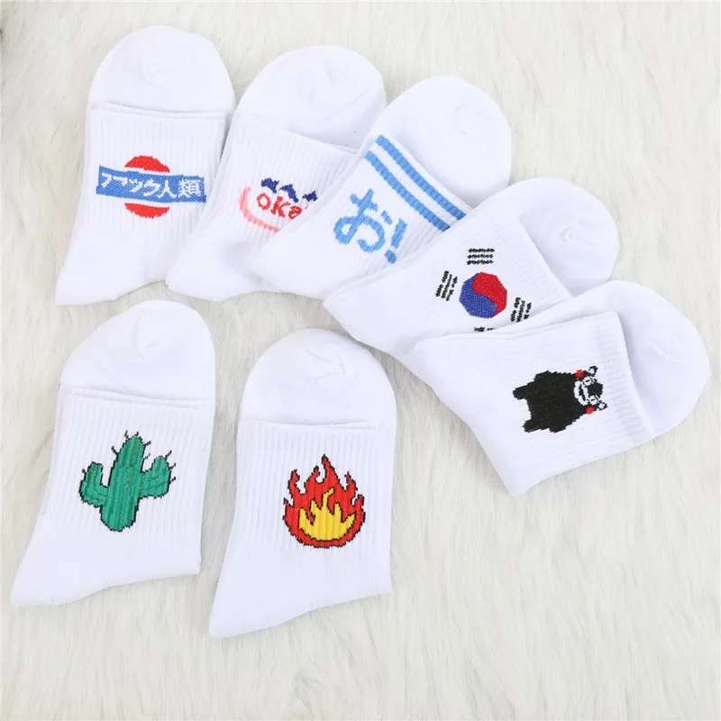 Женские Носки с рисунком персонажами из мультфильмов хлопковые носки Harajuku милые