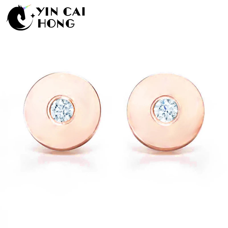 

YCH Charm Gift 925 Sterling Silver Gemstone Rose Gold Round TIFF Attractive Elegance Temperament Earrings World Jewelry