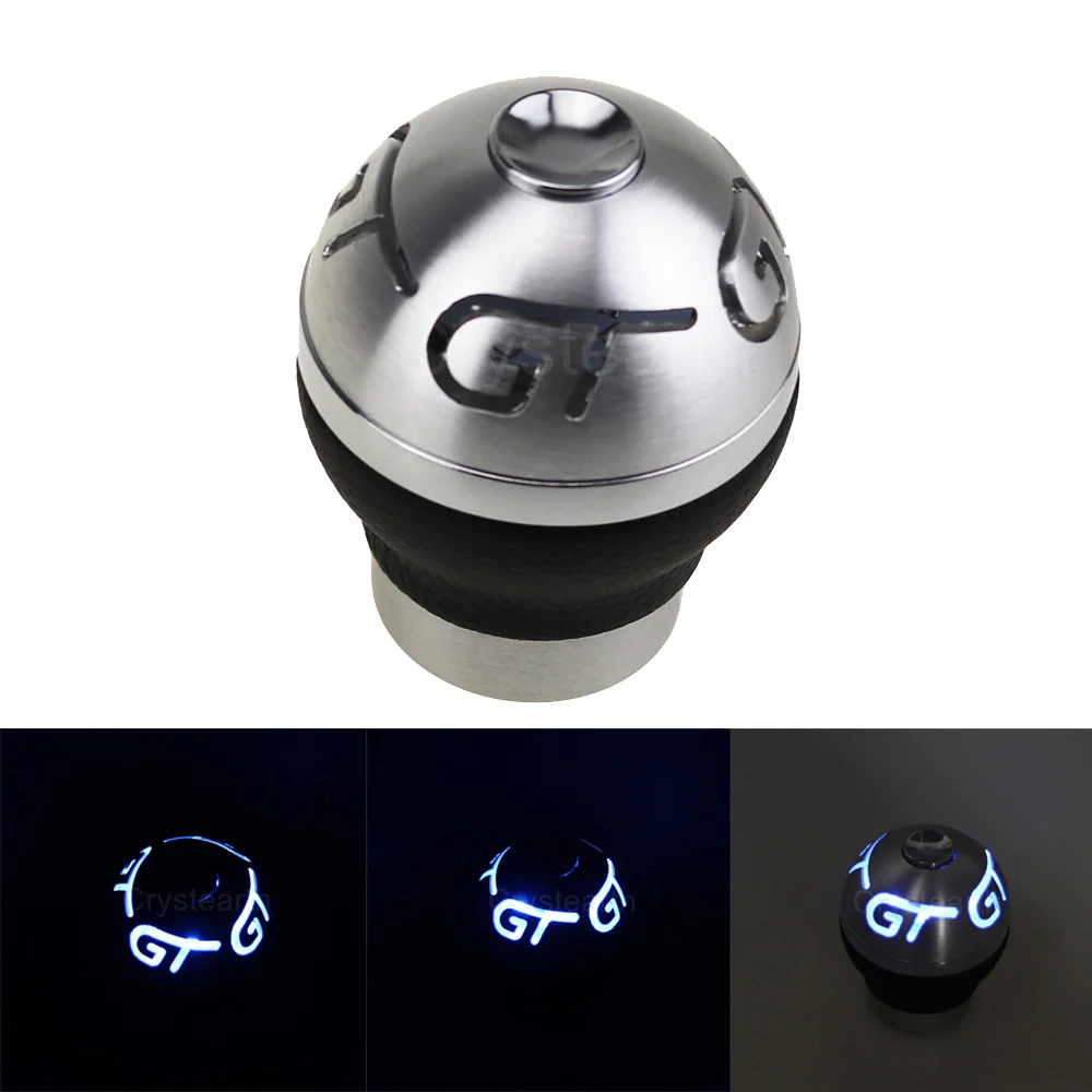 Blue LED Light Universal Car Aluminum Manual 5 6 Speed Gear Shift Knob