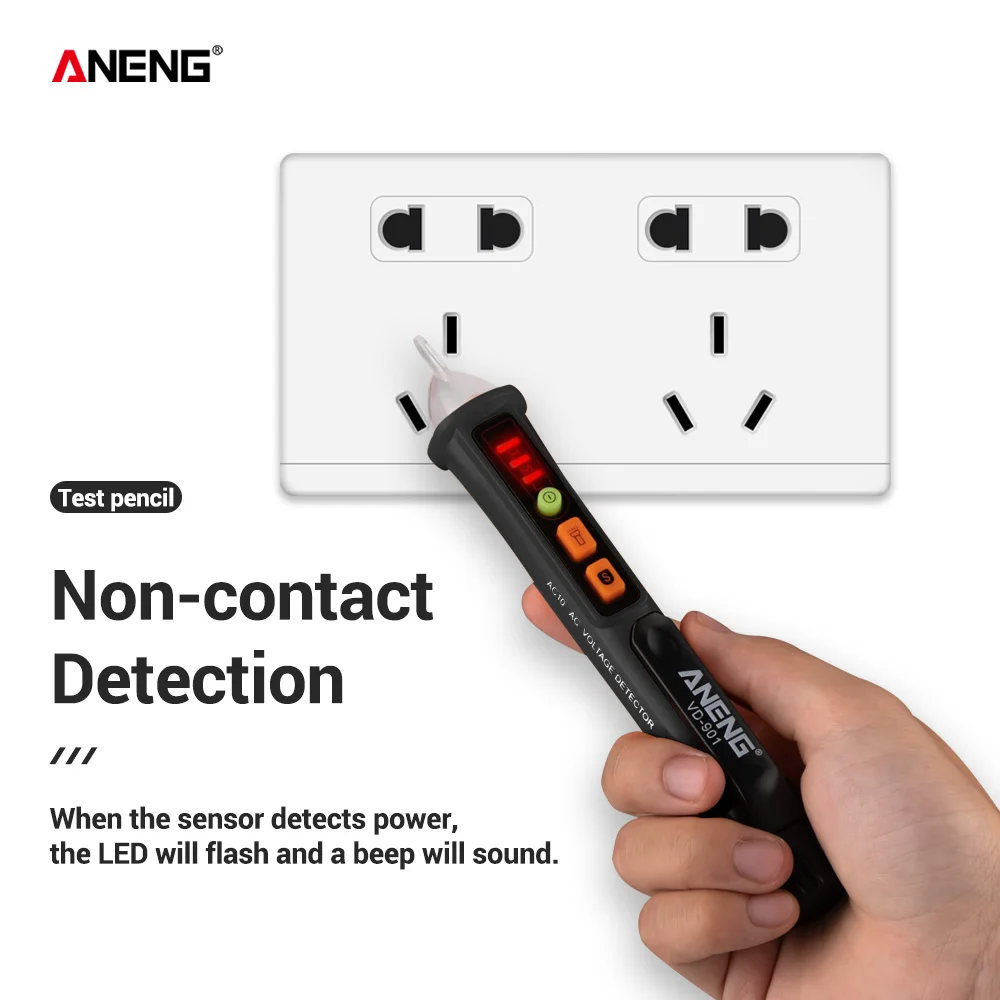 

VD901 Electrical Tester Pen 12-1000V AC Voltmeter 100a AC Voltage Detector Multimeter Outlet Tester Circuit Breaker Finder