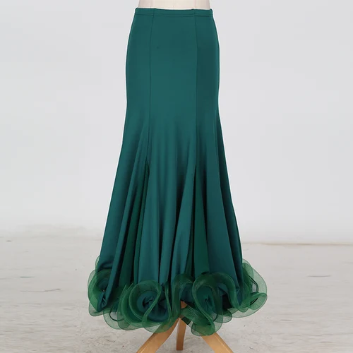 Женская юбка для бальных танцев, Современная юбка для танцев, национальный стандарт, юбка для бальных танцев, D-0349 - Цвет: Darkgreen