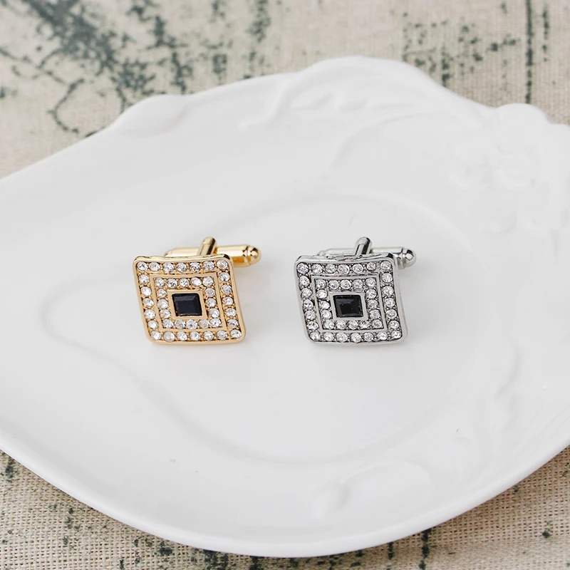 Cufflinks For Men Women Novelty Classic Crystal Rhinestone Cufflink for Men Shirt Wedding Gifts Bling CZ Cuff Links Jewelry