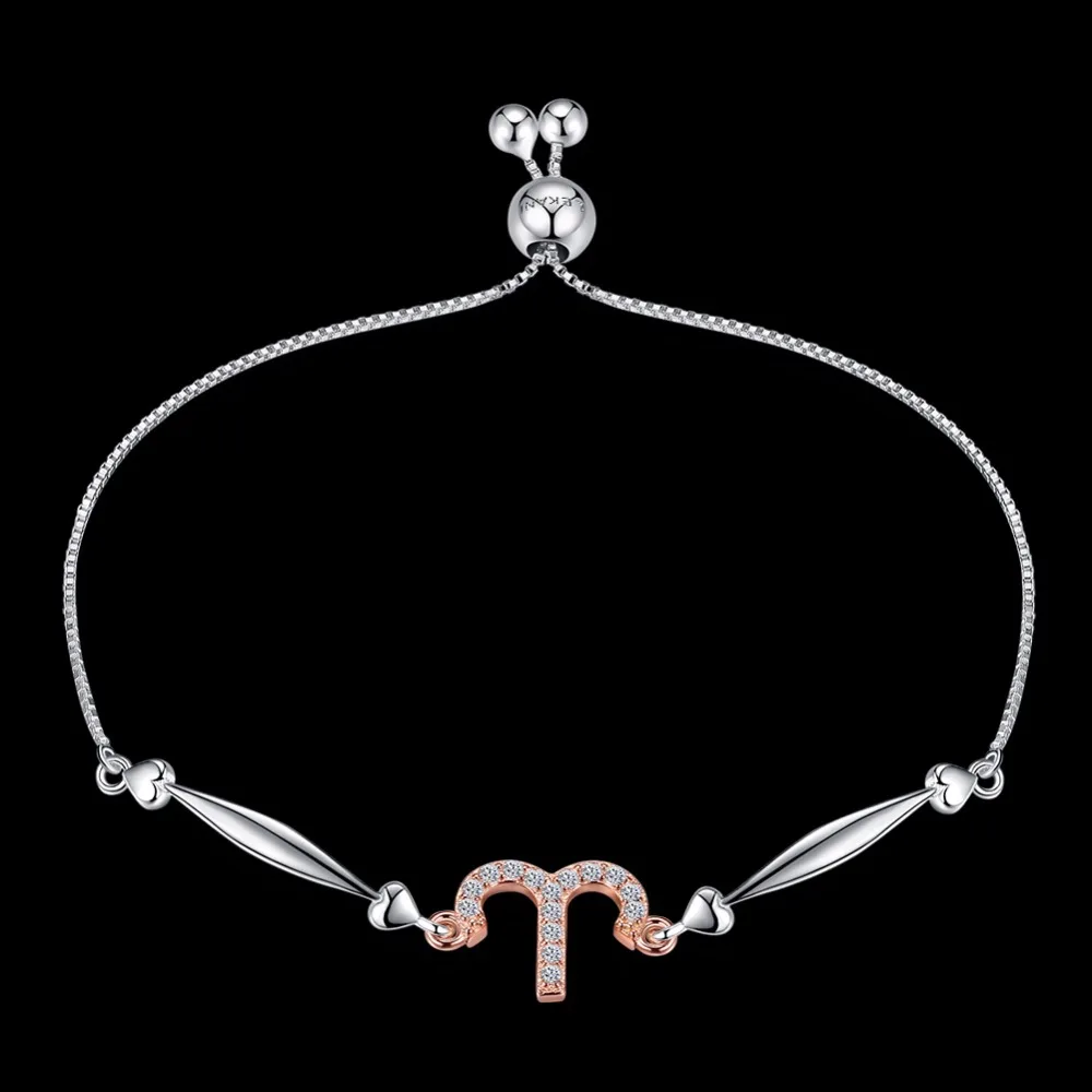 Модный браслет gnimegili 12 Созвездие Настоящее серебро 925 амулет с хрустальной бусиной браслет для женщин ювелирные изделия подарки