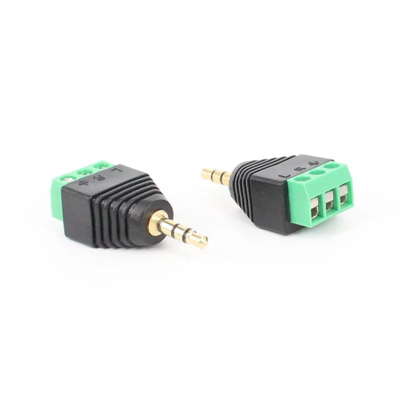100PCS Jack 3 5MM Connector Gold Plated Dual Channel Audio Headphone Plug Stereo Adapter Without Welding Green Terminals 