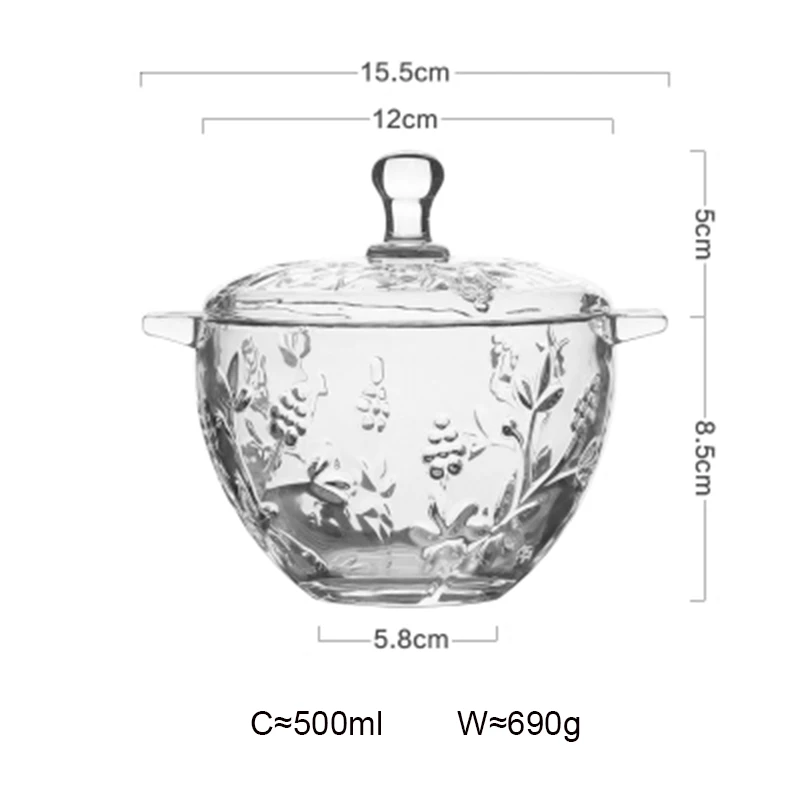 Высокое качество Ретро резная рельефная стеклянная посуда стекло малого размера посуда и стеклянная посуда для хранения продуктов стеклянный суповый горшок