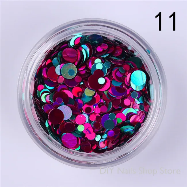 1 коробка красочные круглые Блестки для ногтей блестящие разноцветные DIY Блестки для маникюра украшения для ногтей - Цвет: Color 11