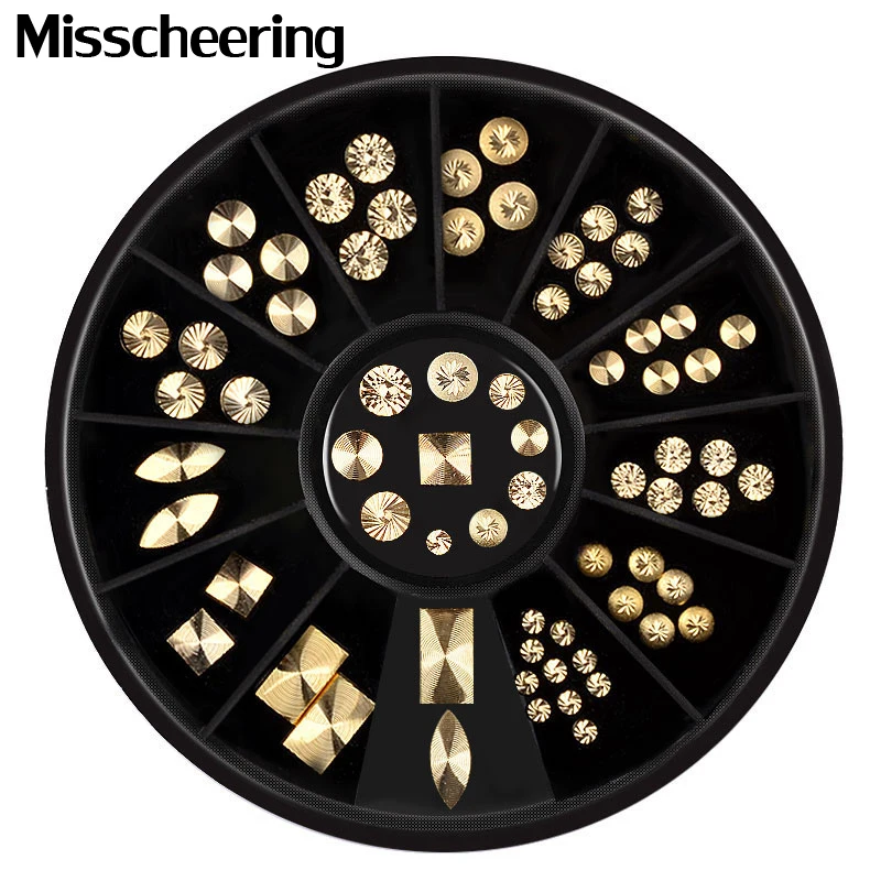 

1Box Gold Metal Rivets 3D Nail Art Decorations Matte Creative Spiral Pattern Metallic Studs Mix Designs DIY Manicure Accessories