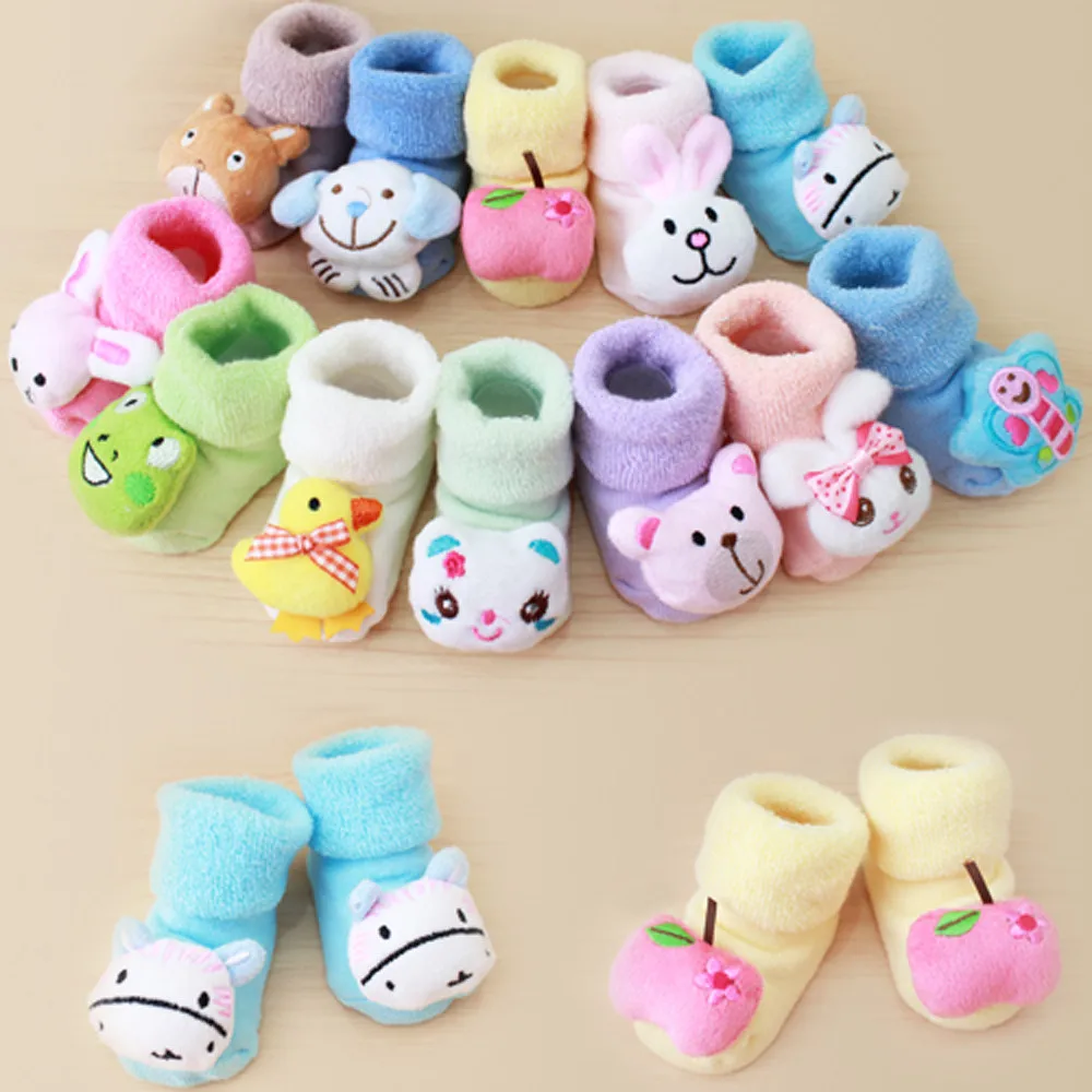 Cute Cartoon Newborn Baby Socks calcetines Kids Baby Girls Boys Anti-Slip Winter Warm Socks Slipper Shoes Boots meias