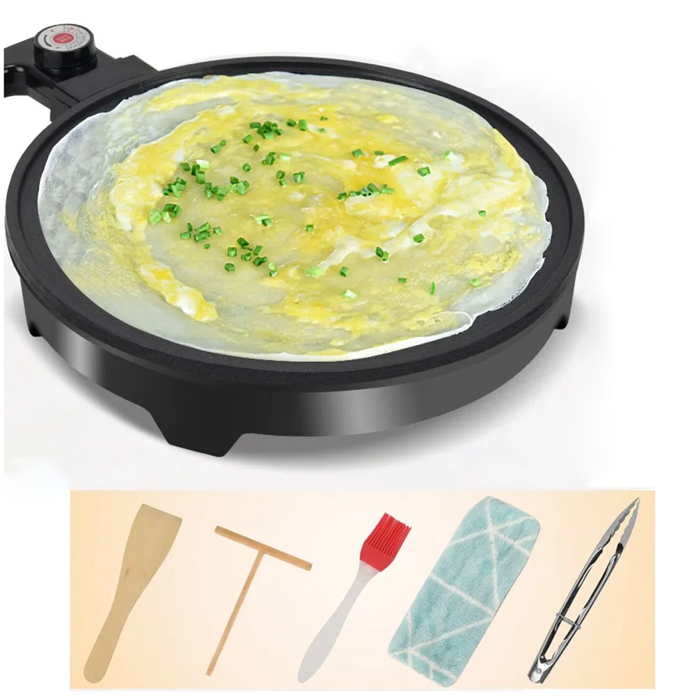 DMWD 29CM Diameter 220V Non stick Electric Skillet Griddle DIY Pancake Crepe Maker Smokeless BBQ