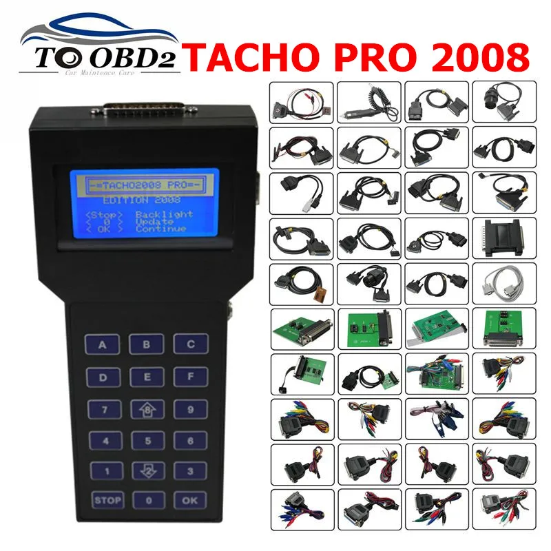

TACHO PRO 2008 unlock version main unit mileage adjuster full cable universal Dash Programmer car odmeter reset tool TACHO PRO