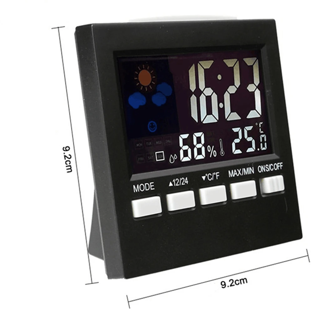 Useful Household Digital Display Thermometer humidity clock Colorful LCD Alarm Calendar Weather high precision baby room