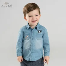 DBM10104 dave bella/Весенняя джинсовая рубашка для маленьких мальчиков топы из хлопка для малышей, детская одежда высокого качества