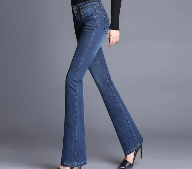 Весна и лето новые микро-рога джинсы женские узкие брюки Тонкий динамик джинсы повседневные Большие размеры