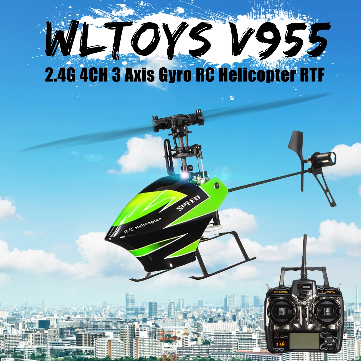

2018 New WLtoys V955 2.4G 4CH 3-Axis Gyro Mode Switch RC Helicopter RTF With Transmiter For Kids Birthday Gift