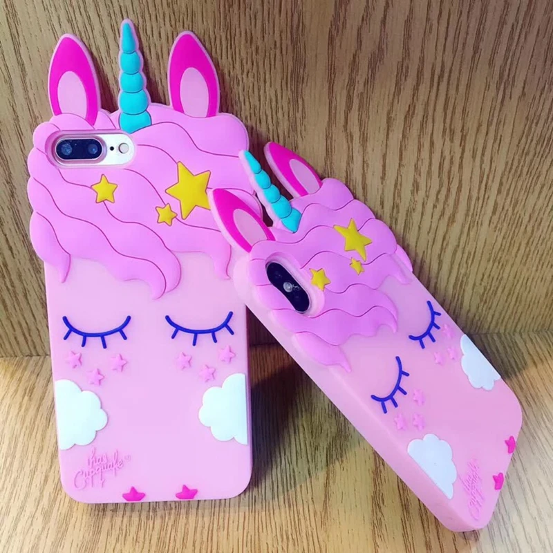 

3D Cute Cartoon Unicorn Horse Pink Cover Case For Samsung Galaxy S8 Soft Silicone Rubber Cover For Galaxy S8 Plus Phone Case
