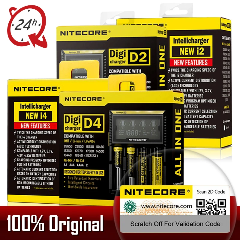 Nitecore D4 D2 I4 I2 зарядное устройство ЖК-дисплей интеллектуальная литий-ионная Зарядка 18650 14500 26650 16340 AA AAA батареи