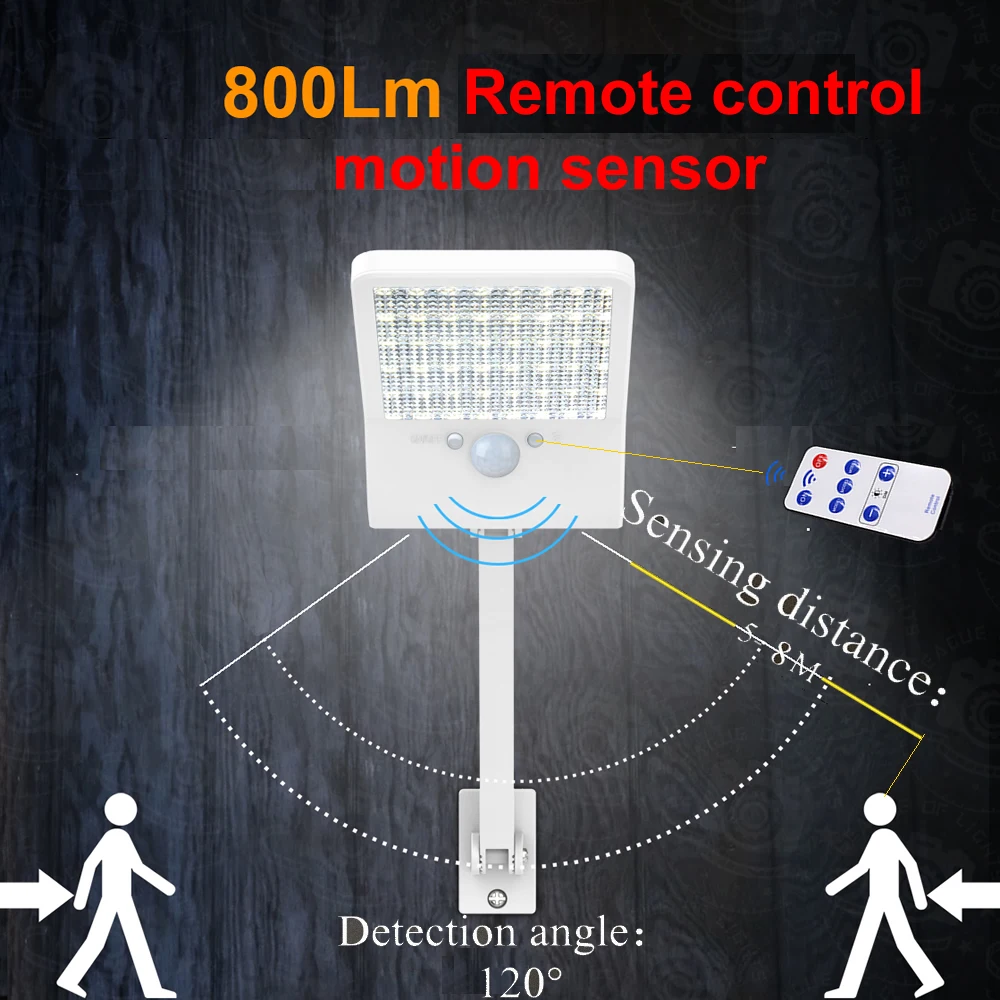 Пульт дистанционного управления Модернизированный 800lm солнечный светильник Открытый водонепроницаемый 48 Светодиодный прожектор датчик движения для сада настенный светильник floo