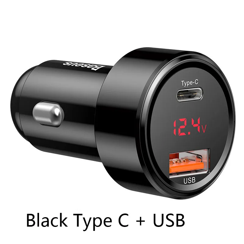 Baseus модернизированное автомобильное зарядное устройство 5 В 6A с двойным USB цифровым дисплеем для iPhone X, XR, Xs, 8, samsung, Xiaomi, быстрая зарядка, автомобильное зарядное устройство, адаптер - Тип штекера: Black