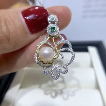 

S925 Silver Pendant Setting Mounting Pendant Findings and Component for Oyster Akoya Edison Pearls Corals Jade Stones Beads