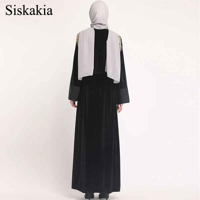 Siskakia/модный халат с аппликацией и вышивкой Абая для женщин турецкий Дубаи