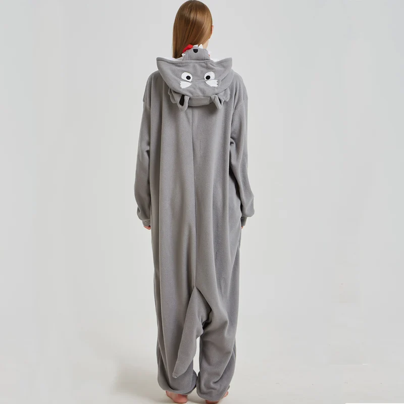 Fancy Grey Wolf Kigurumi Pajama Animal Adult Onesies For Women Pyjamas One-Piece Sleepwear Pyjamas Halloween Christmas Party (2)