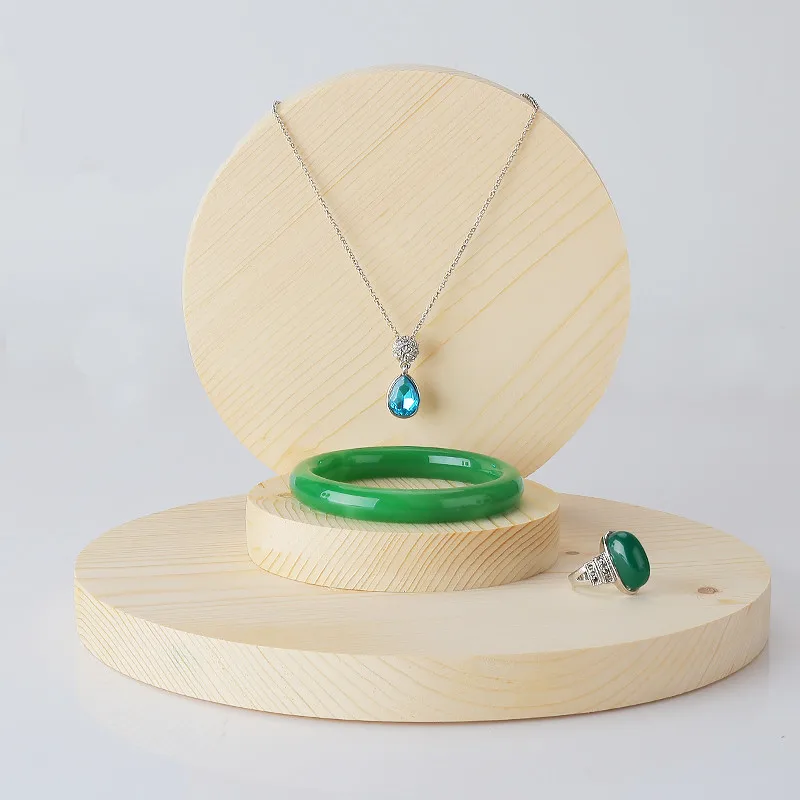 New Wood Round Jewelry Display Blocks Ring, Earrings, Bracelets, Necklace, Pendant, Display