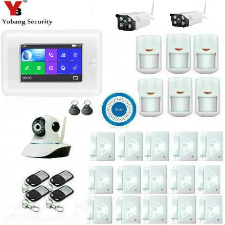 

Yobang Security Russian Spanish French Touch Screen RFID GSM Wireless Smart Home Security Alarm System Outdoor Video IP Camera