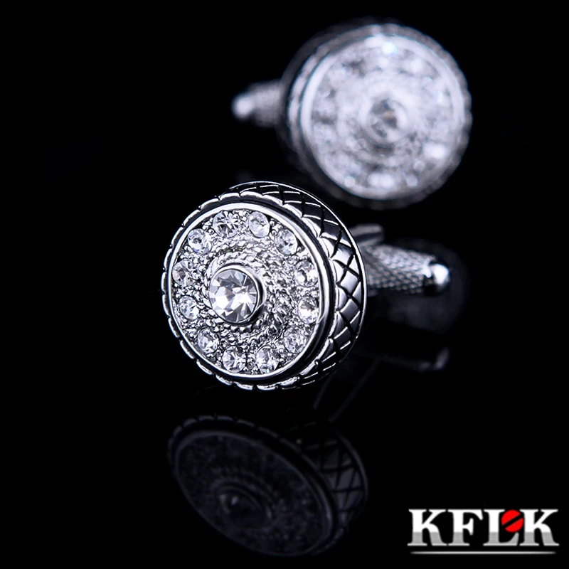 

KFLK Jewelry Brand Crystal Fashion Cuff link Wholesale Button High Quality Retro French shirt cufflinks for mens guests