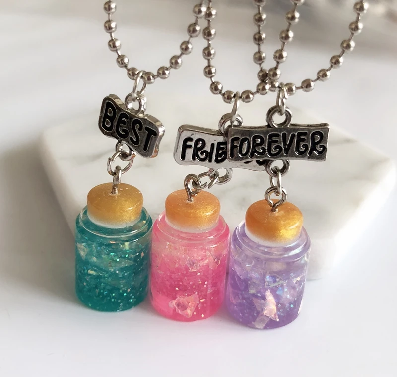 Пара "лучшие друзья навсегда" моделирование красочные Honeypot Детские ожерелья бутылки ожерелье для детей ювелирные изделия, подарки на день рождения