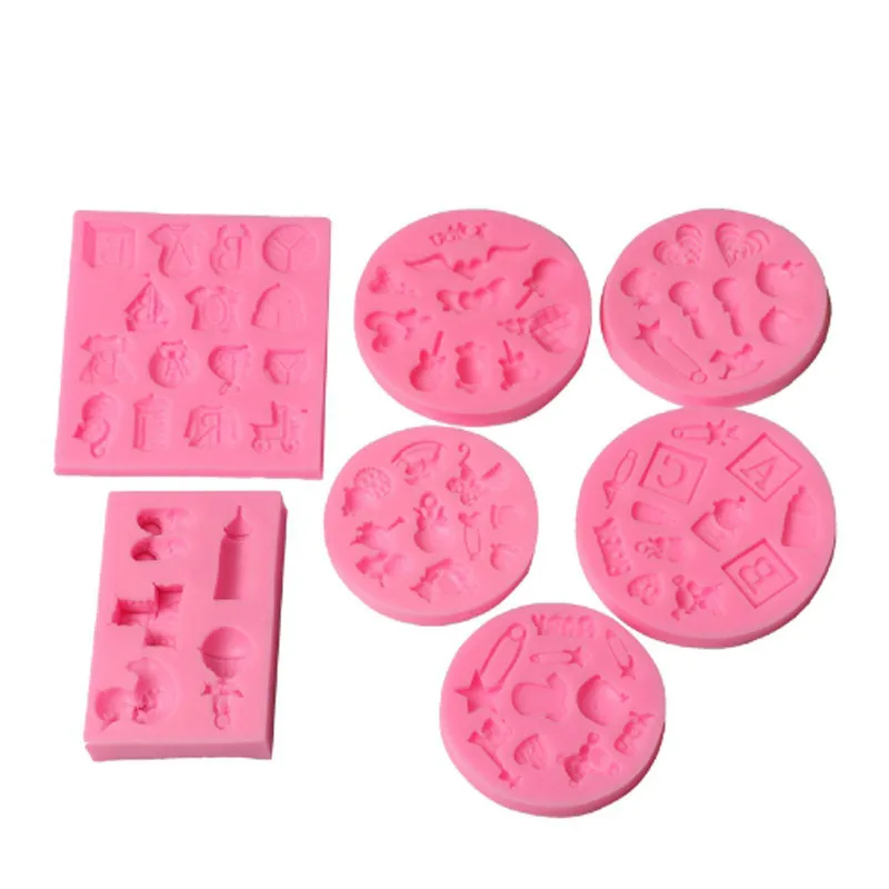 

Aprince 7PCS DIY Baby Shower Cake Mold Decoration Mold Fudge Chocolate Candy Cake Mold