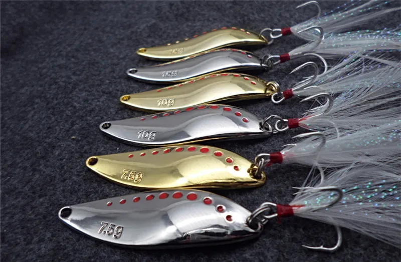 7.5g 10g 15g 20g  brand Fishing lure spoon Gold/Silver fishing bait spoon hard lures metal lure China free shipping