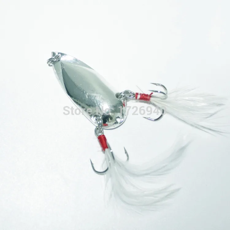 KKWEZVA Unique Sequined Silver Gold Treble Feather Fishing Lure Baits