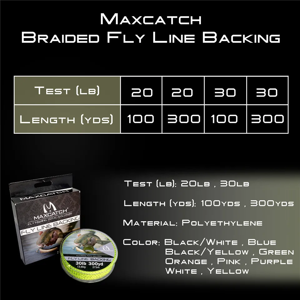 Maximumcatch бэк-Fly леска 20/30LB 50/100/300 ярдов опорная линия мульти Цвет Плетеный Fly Line