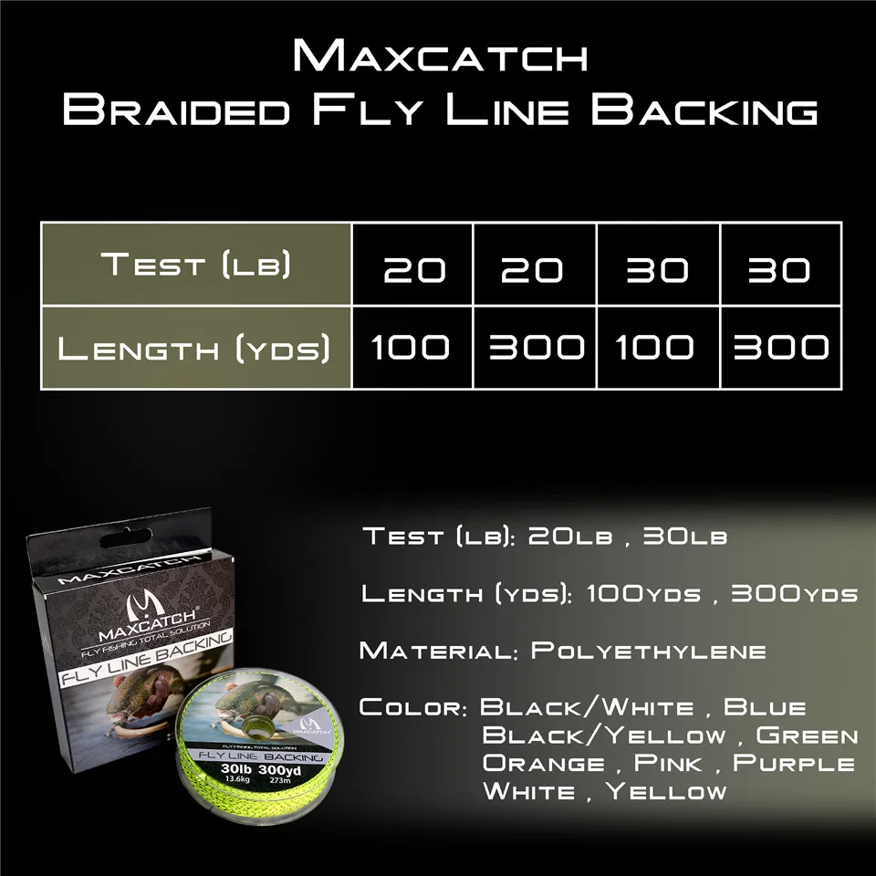 Maximumcatch Backing Fly Fishing Line 20/30LB 50/100/300Yards Backing Line  Multi Color Braided Fly Line