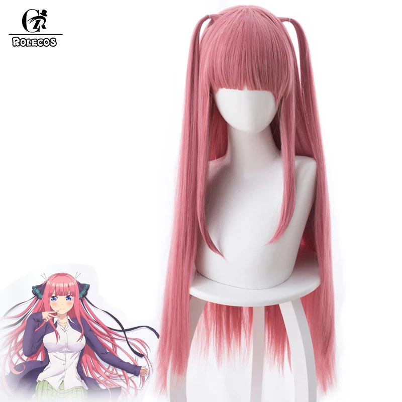 ROLECOS аниме Gotoubun No Hanayome косплей волос Nino Nakano Косплей 80 см длинные термостойкие