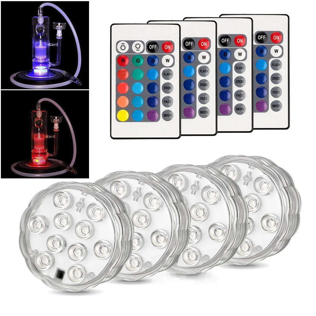 

Underwater Submersible Vase 10 Led Remote Controll RGB Candle Light Battery Operated Night Lamp Outdoor Party Pool
