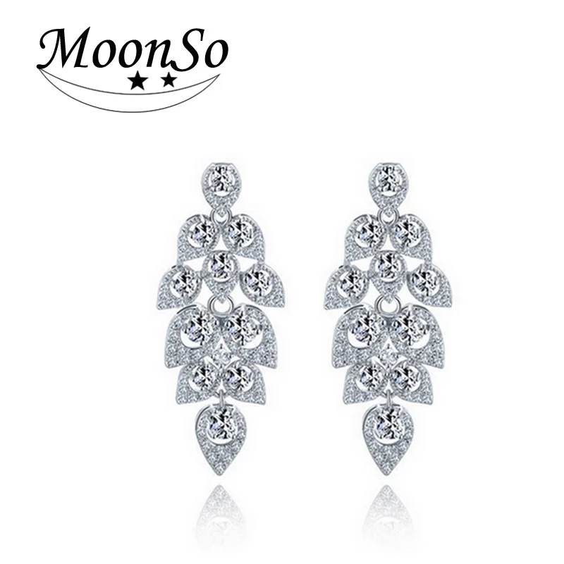 Four Colors 925 Sterling Silver Earrings Brincos Dangle Drop Long Four Colors 925 Sterling Silver Earrings Brincos Dangle Drop Long Earings Cz Diamond Earing For Women Wedding Jewelry Ue707 In From