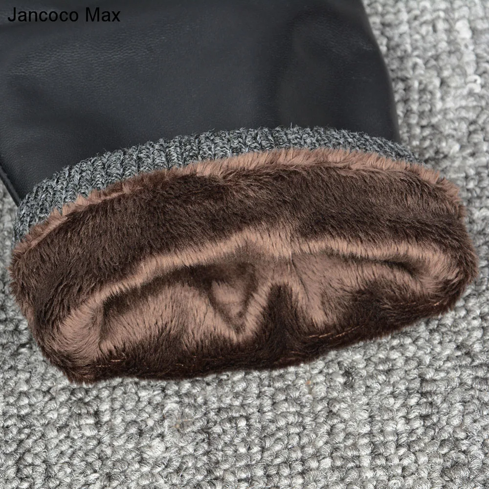 Jancoco Max новые зимние высококачественные перчатки из овечьей кожи мужские все ручной работы черные и коричневые варежки S2060