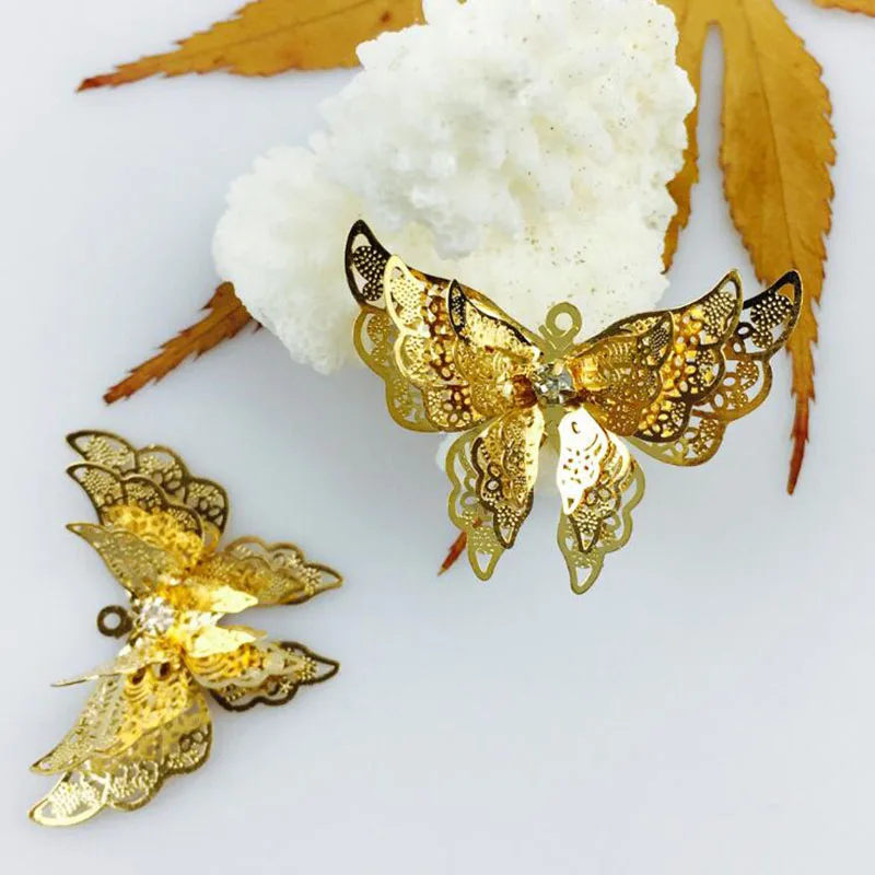 

Three-layered Drilled Stereo Cute Animal Butterfly Design School Books Gold Plated Silver Material Bookmark Beautiful Gift