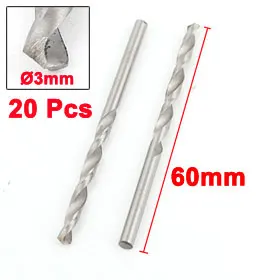 

Uxcell High Quality 20PCS 3x60mm Electric Tool Straight Shank Tip HSS High Speed Steel Twist Drill Hole Bit Tool